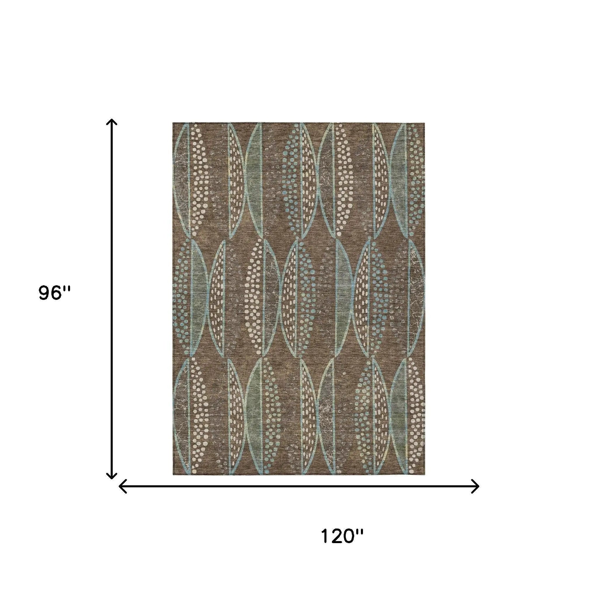 8' X 10' Brown And Gray Geometric Washable Indoor Outdoor Area Rug Homeroots Outdoor