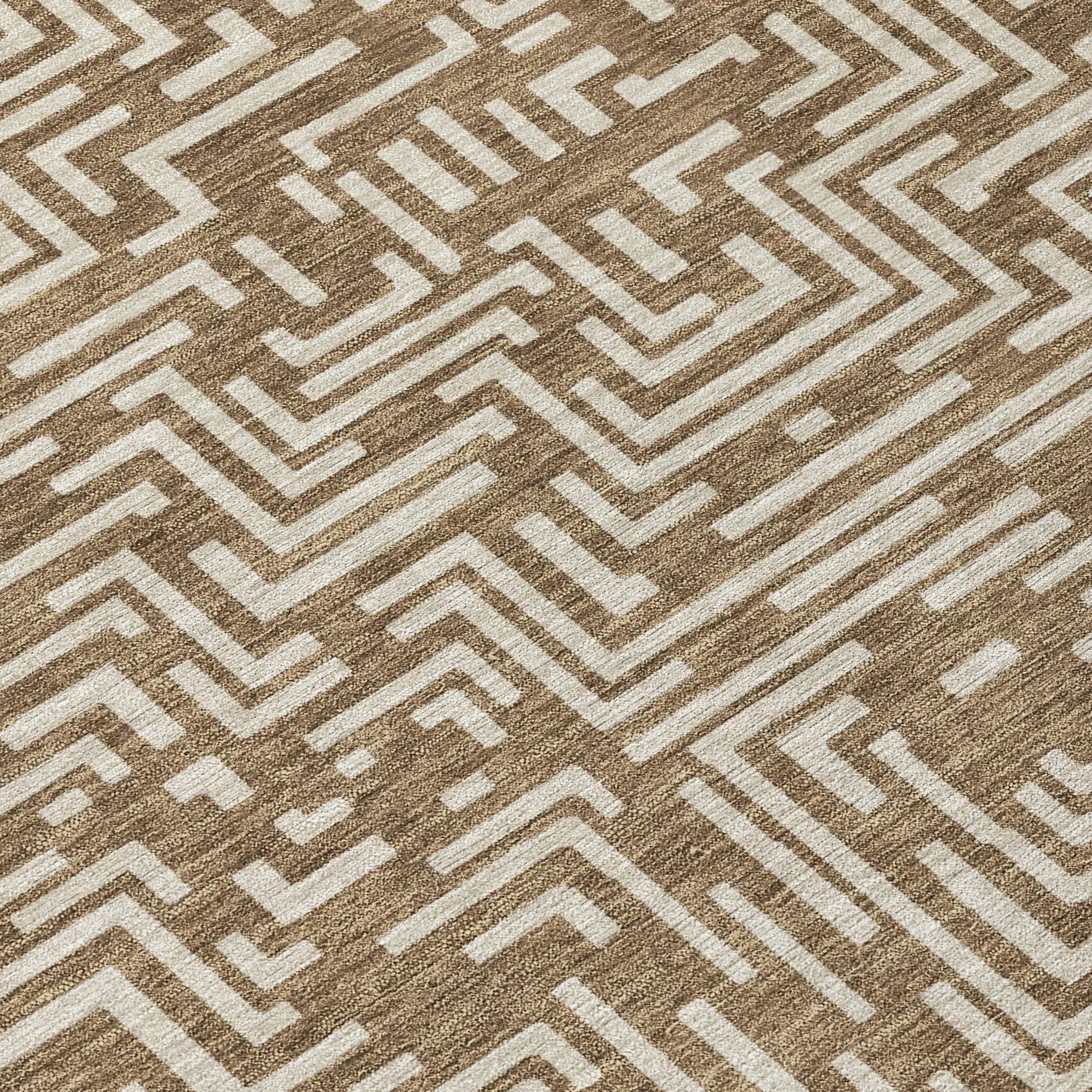 8' X 10' Brown And Gray Geometric Washable Indoor Outdoor Area Rug Homeroots Outdoor