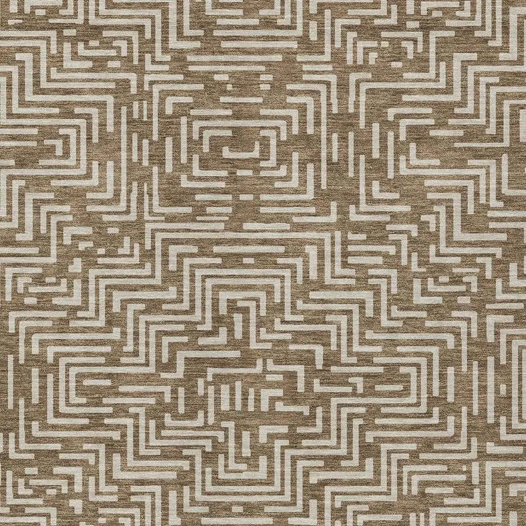 8' X 10' Brown And Gray Geometric Washable Indoor Outdoor Area Rug Homeroots Outdoor