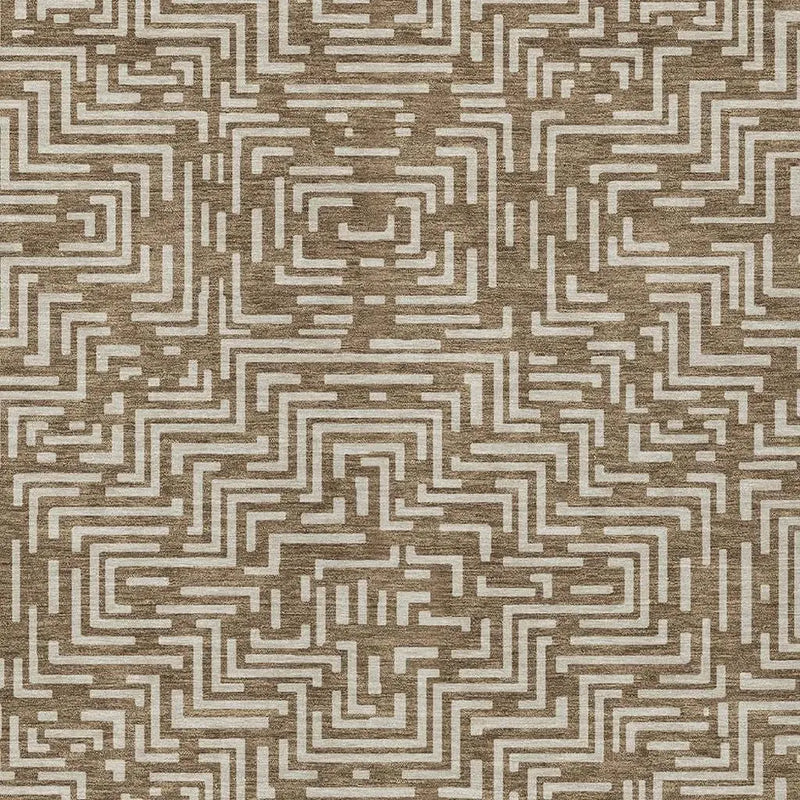 8' X 10' Brown And Gray Geometric Washable Indoor Outdoor Area Rug Homeroots Outdoor