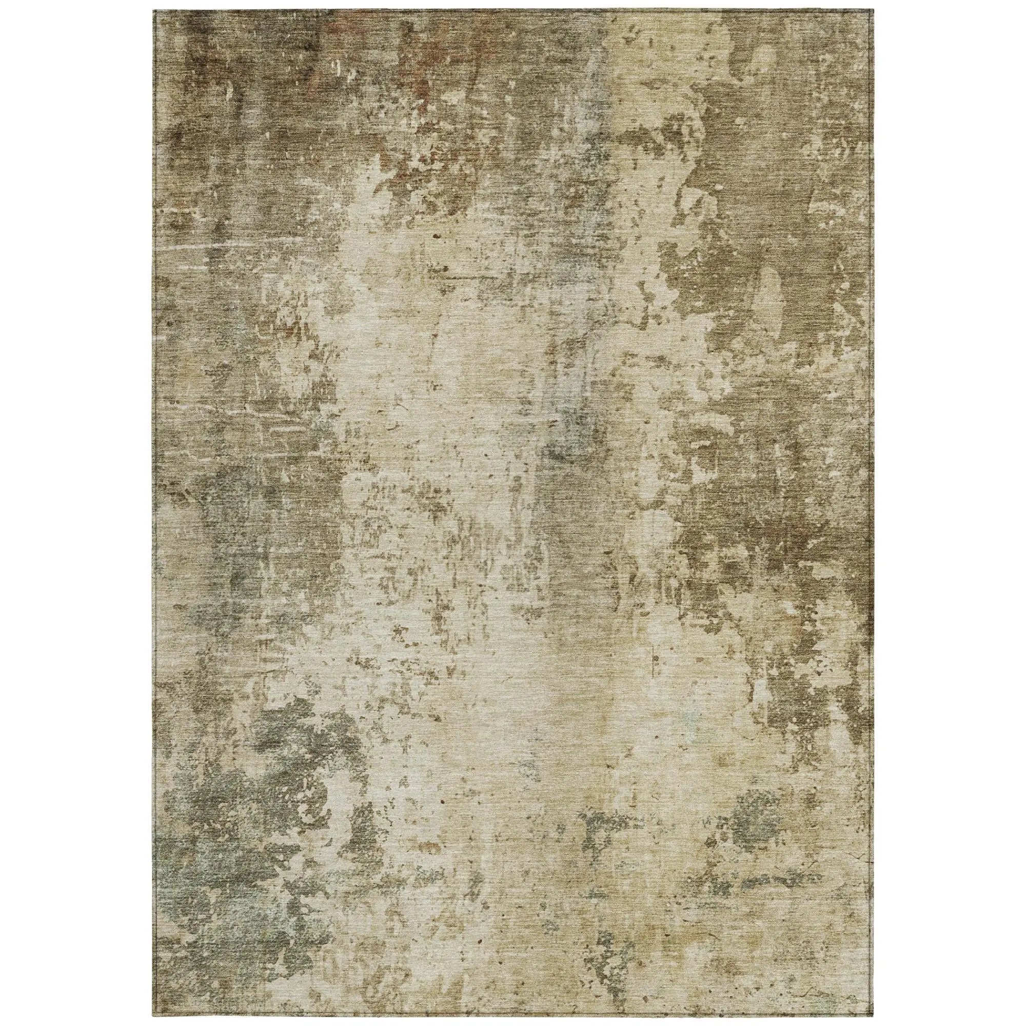 8' X 10' Brown And Green Abstract Washable Indoor Outdoor Area Rug Homeroots Outdoor