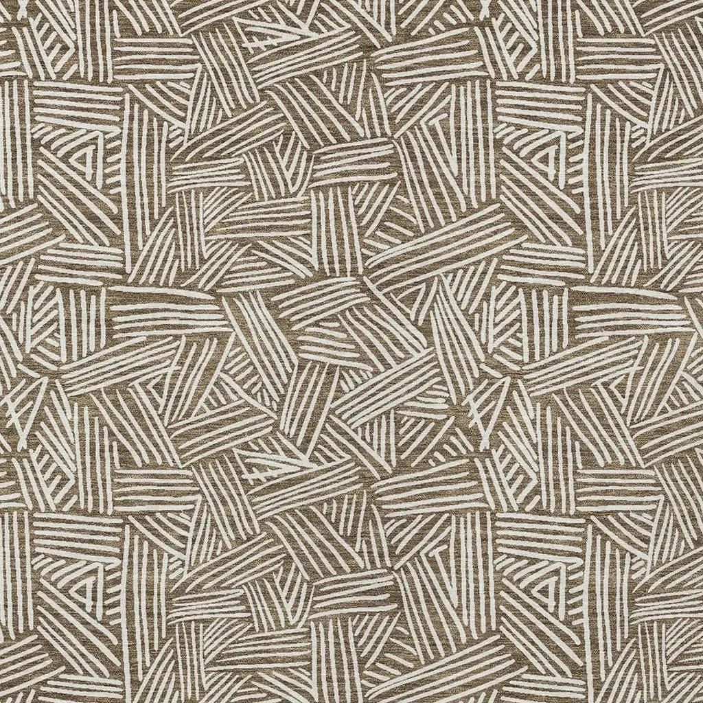 8' X 10' Brown And Ivory Geometric Washable Indoor Outdoor Area Rug Homeroots Outdoor