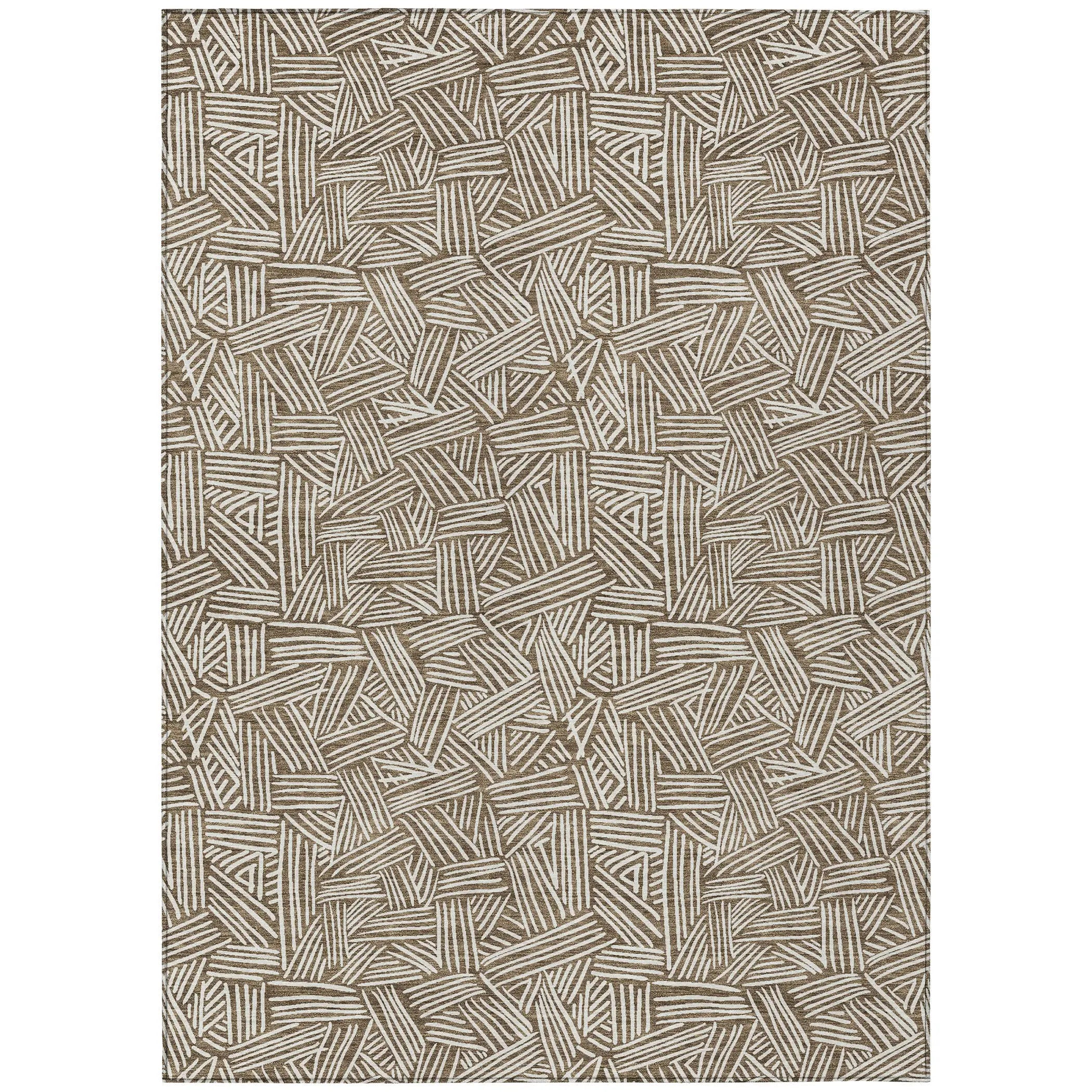 8' X 10' Brown And Ivory Geometric Washable Indoor Outdoor Area Rug Homeroots Outdoor