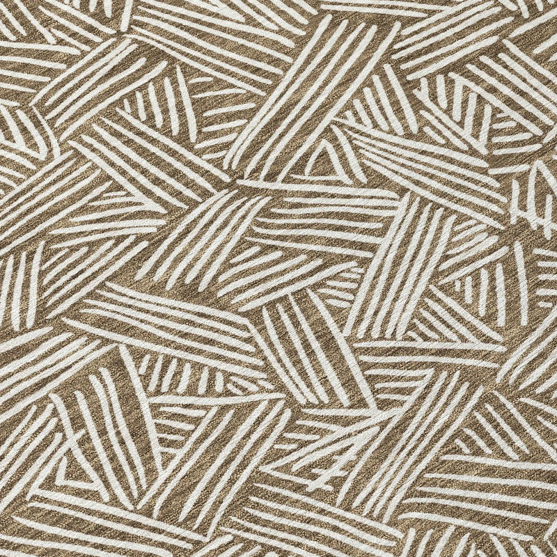 8' X 10' Brown And Ivory Geometric Washable Indoor Outdoor Area Rug Homeroots Outdoor