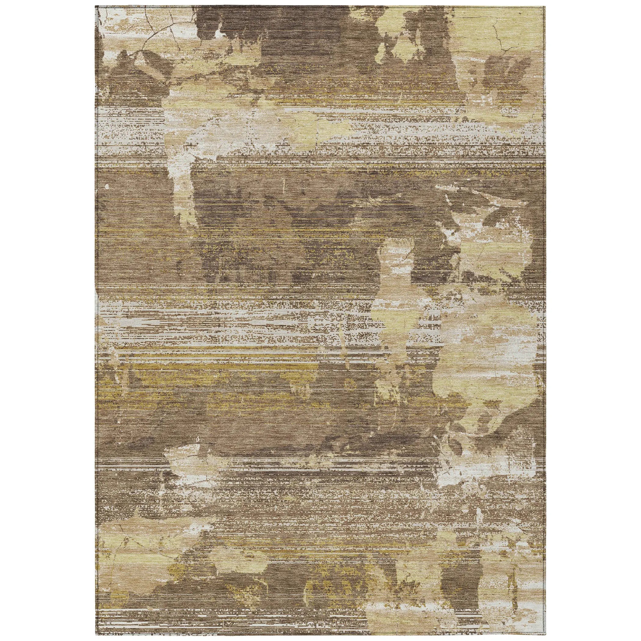 8' X 10' Brown And Khaki Abstract Washable Indoor Outdoor Area Rug Homeroots Outdoor