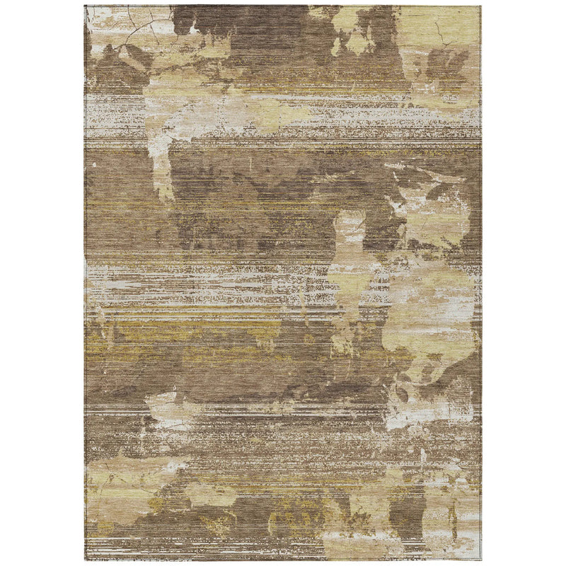 8' X 10' Brown And Khaki Abstract Washable Indoor Outdoor Area Rug Homeroots Outdoor
