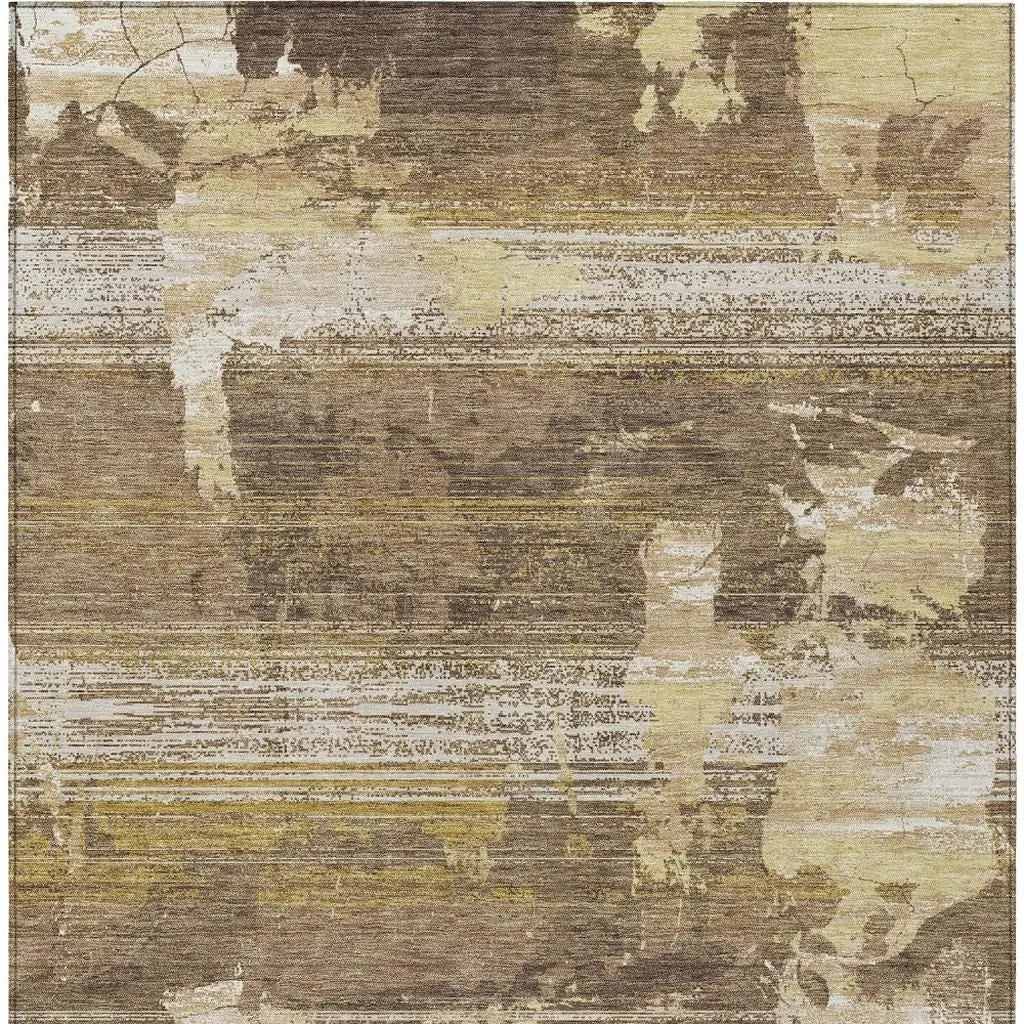 8' X 10' Brown And Khaki Abstract Washable Indoor Outdoor Area Rug Homeroots Outdoor