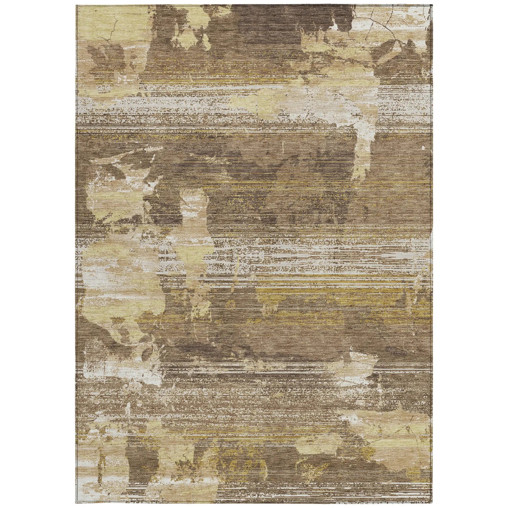 8' X 10' Brown And Khaki Abstract Washable Indoor Outdoor Area Rug Homeroots Outdoor