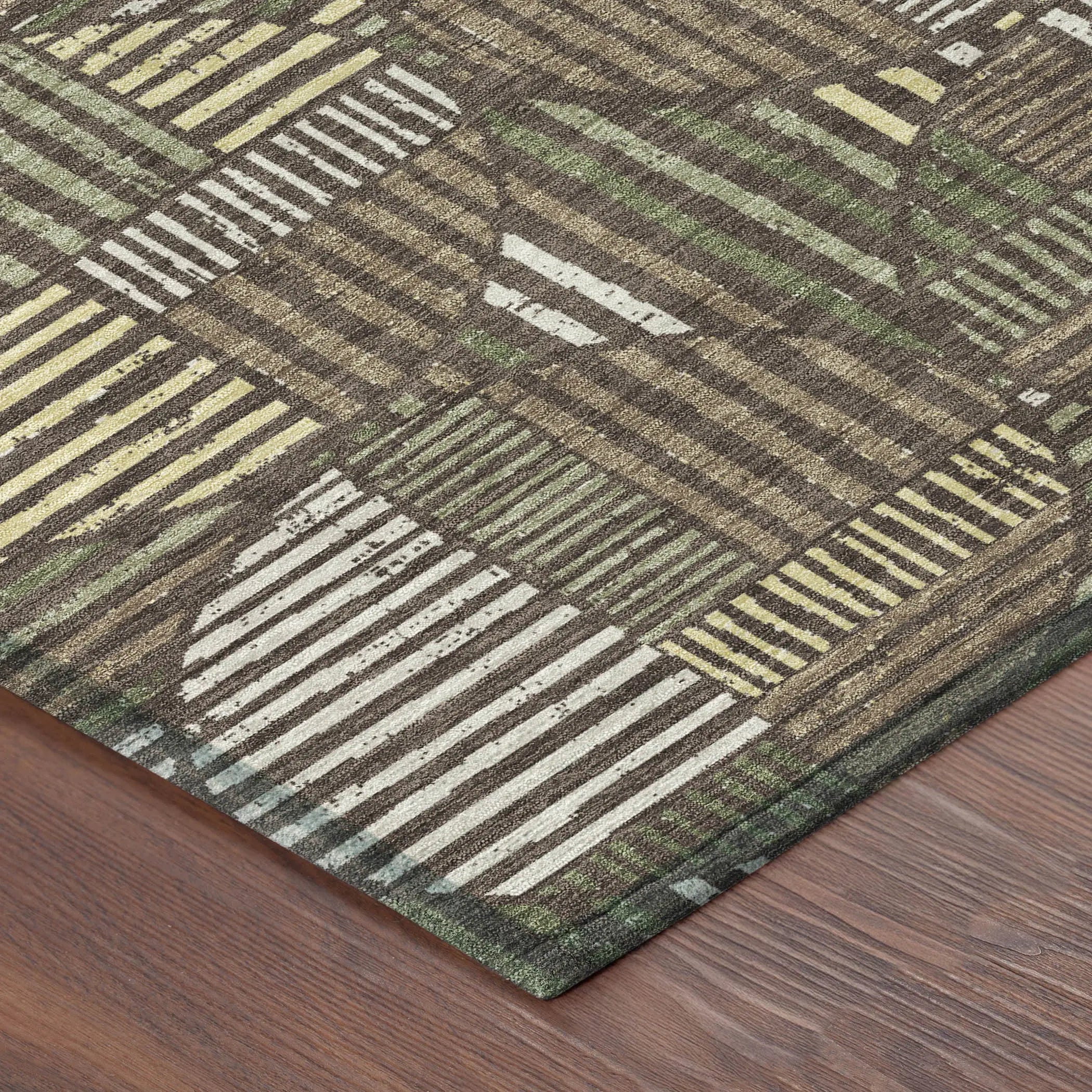 8' X 10' Brown And Linen Geometric Washable Indoor Outdoor Area Rug Homeroots Outdoor