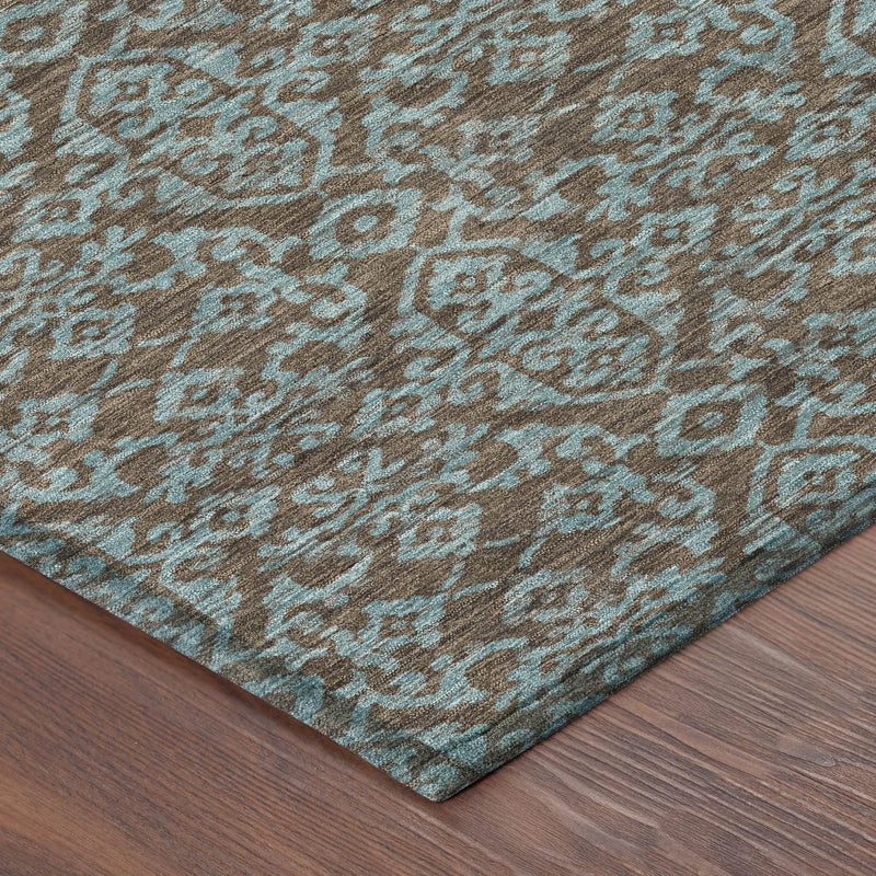 8' X 10' Brown And Linen Oriental Washable Indoor Outdoor Area Rug Homeroots Outdoor