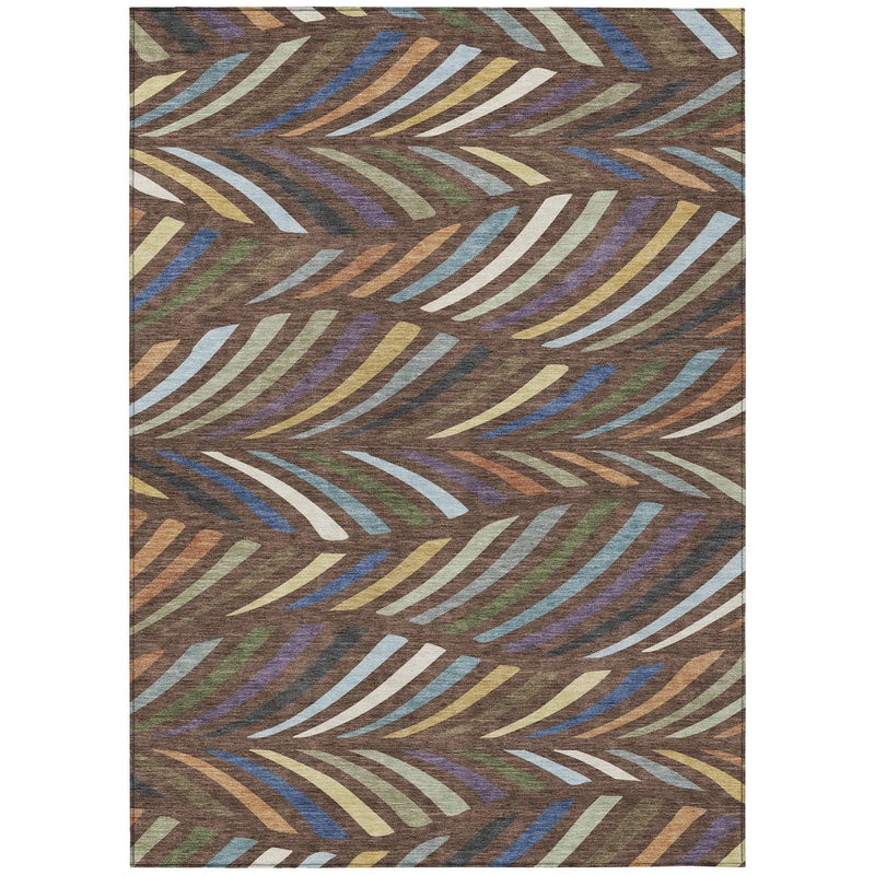 8' X 10' Brown And Plum Abstract Washable Indoor Outdoor Area Rug Homeroots Outdoor