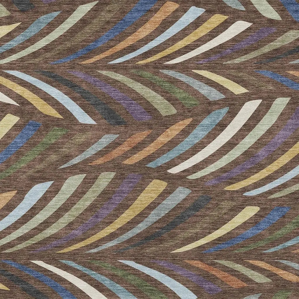 8' X 10' Brown And Plum Abstract Washable Indoor Outdoor Area Rug Homeroots Outdoor