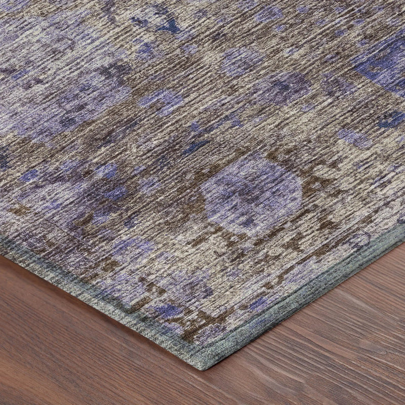 8' X 10' Brown And Plum Abstract Washable Indoor Outdoor Area Rug Homeroots Outdoor