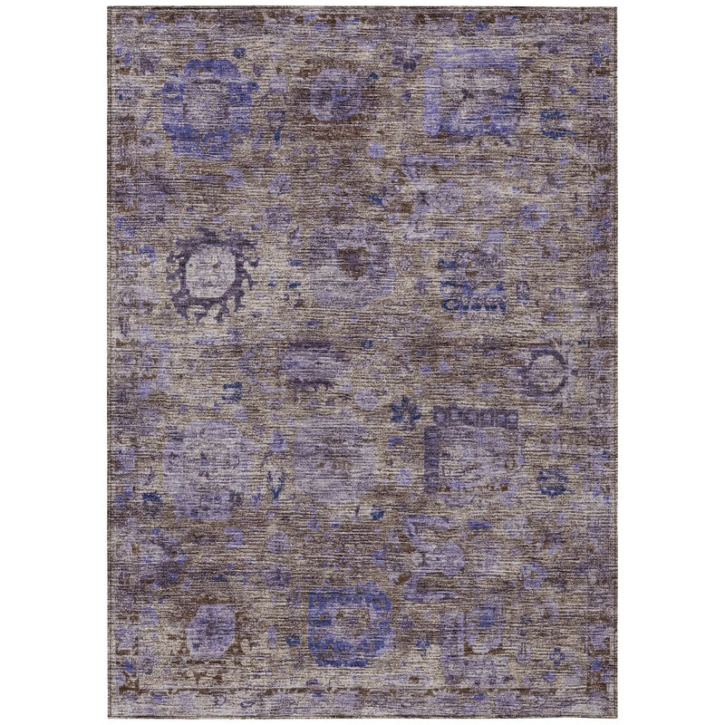 8' X 10' Brown And Plum Abstract Washable Indoor Outdoor Area Rug Homeroots Outdoor