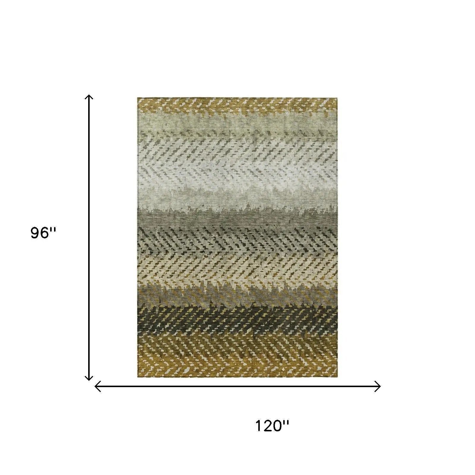 8' X 10' Brown And Sage Striped Washable Indoor Outdoor Area Rug Homeroots Outdoor