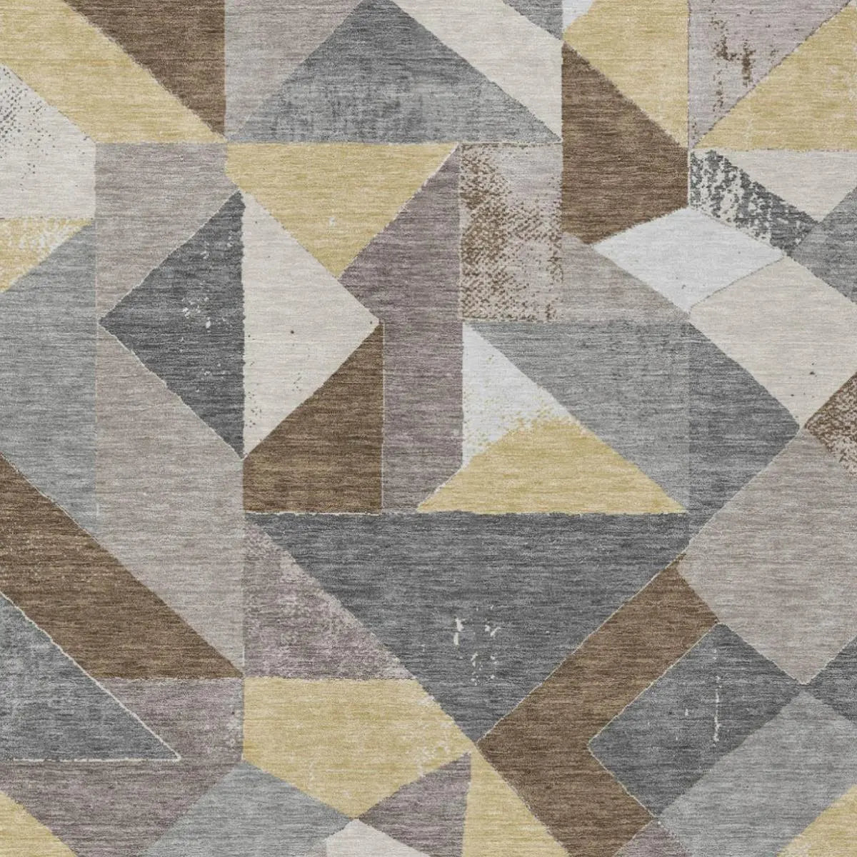 8' X 10' Brown And Silver Geometric Washable Indoor Outdoor Area Rug Homeroots Outdoor