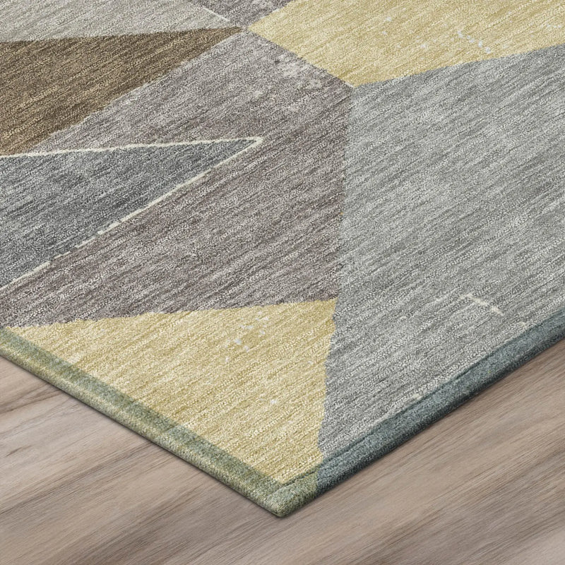 8' X 10' Brown And Silver Geometric Washable Indoor Outdoor Area Rug Homeroots Outdoor