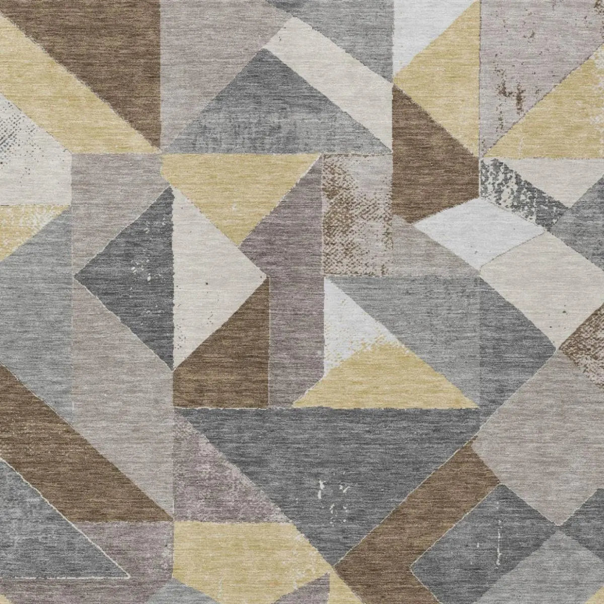 8' X 10' Brown And Silver Geometric Washable Indoor Outdoor Area Rug Homeroots Outdoor