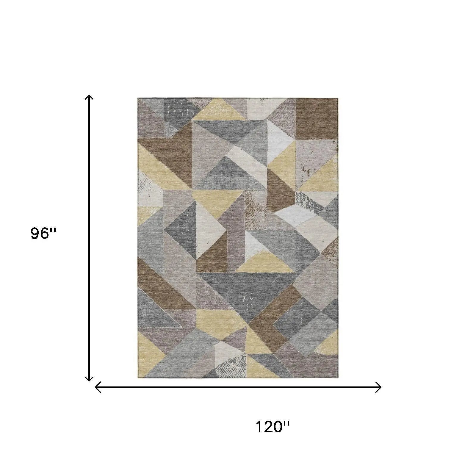 8' X 10' Brown And Silver Geometric Washable Indoor Outdoor Area Rug Homeroots Outdoor