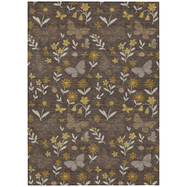 8' X 10' Brown And Walnut Abstract Washable Indoor Outdoor Area Rug Homeroots Outdoor