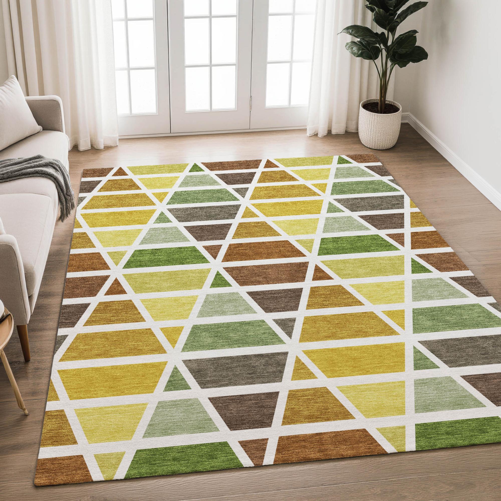 8' X 10' Brown And White Geometric Washable Indoor Outdoor Area Rug Homeroots Outdoor