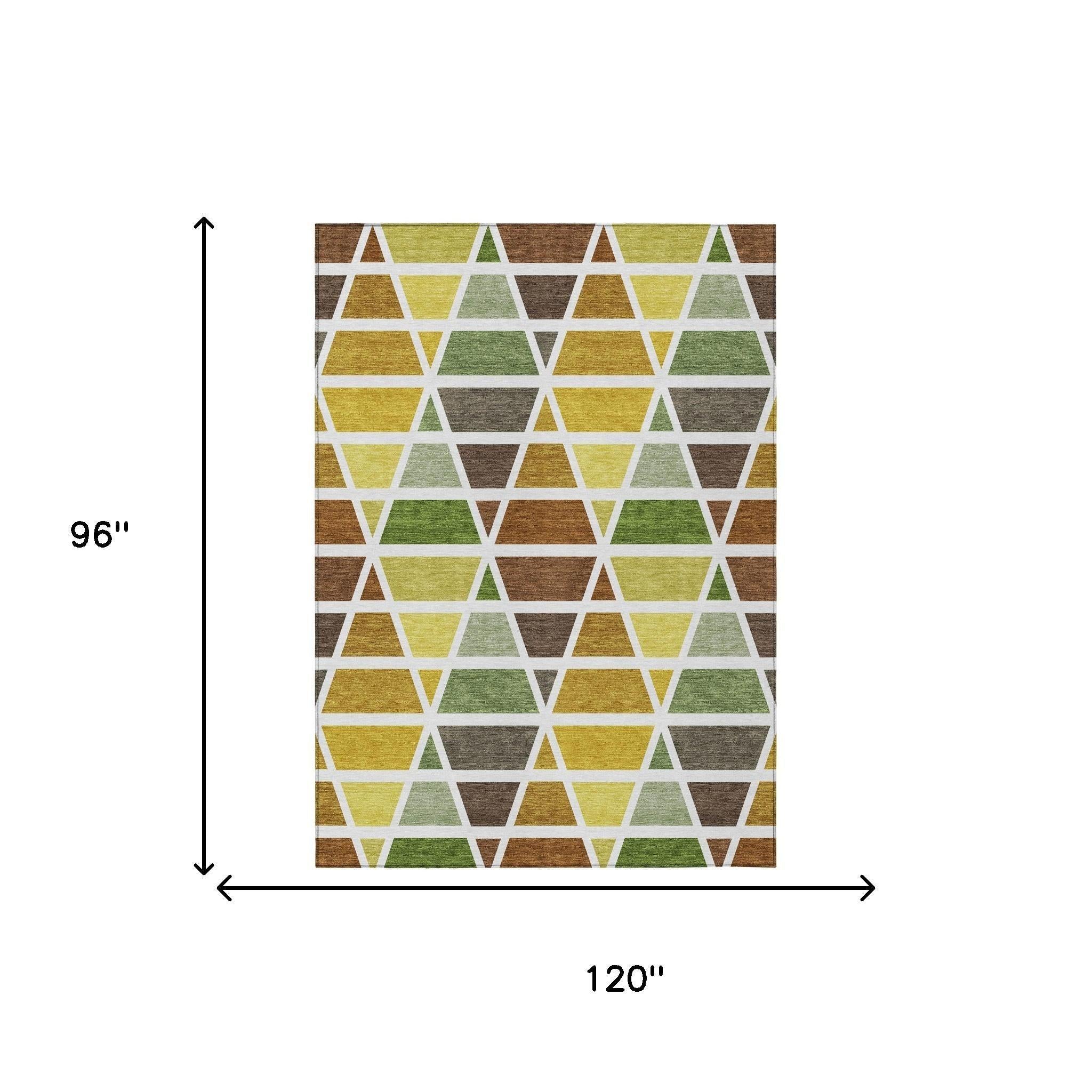 8' X 10' Brown And White Geometric Washable Indoor Outdoor Area Rug Homeroots Outdoor