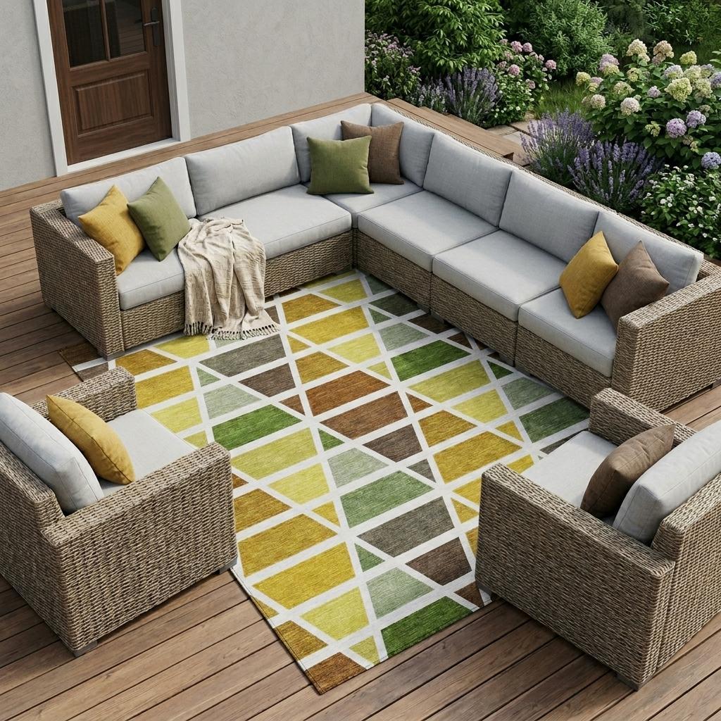 8' X 10' Brown And White Geometric Washable Indoor Outdoor Area Rug Homeroots Outdoor