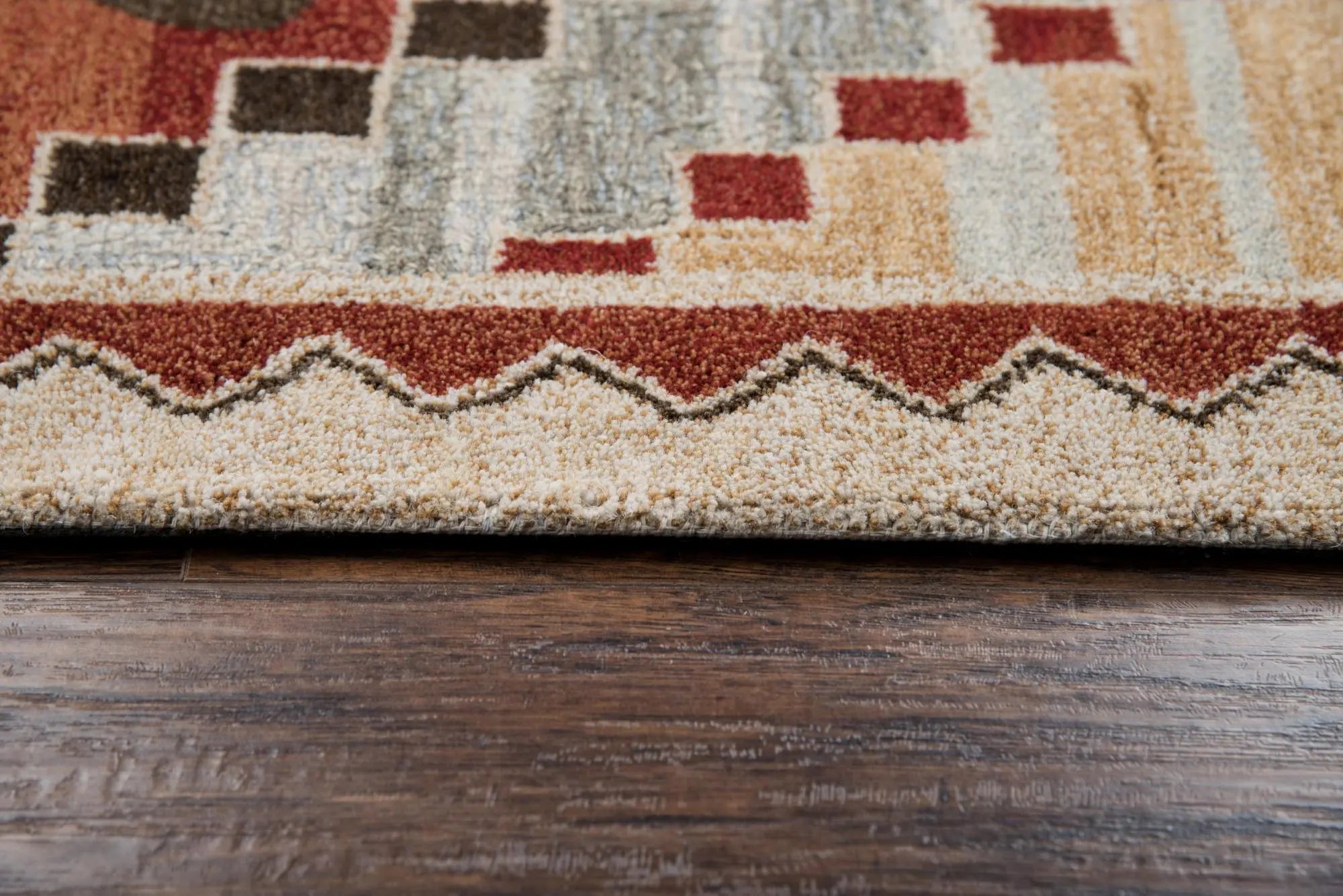 8' X 10' Brown Blue Beige And Red Wool Southwestern Hand Tufted Area Rug Homeroots Home Decor