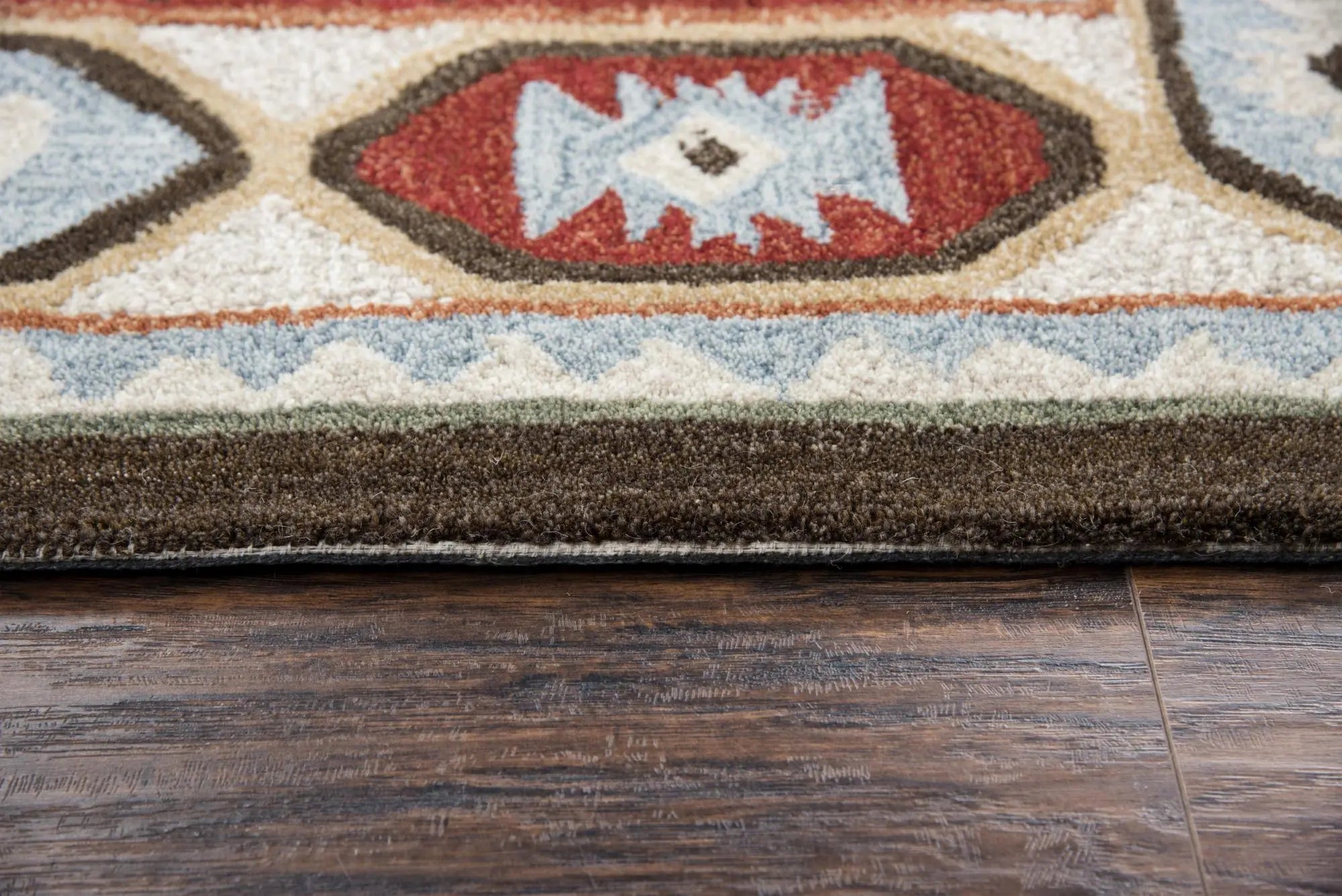 8' X 10' Brown Blue Beige And Red Wool Southwestern Hand Tufted Area Rug Homeroots Home Decor