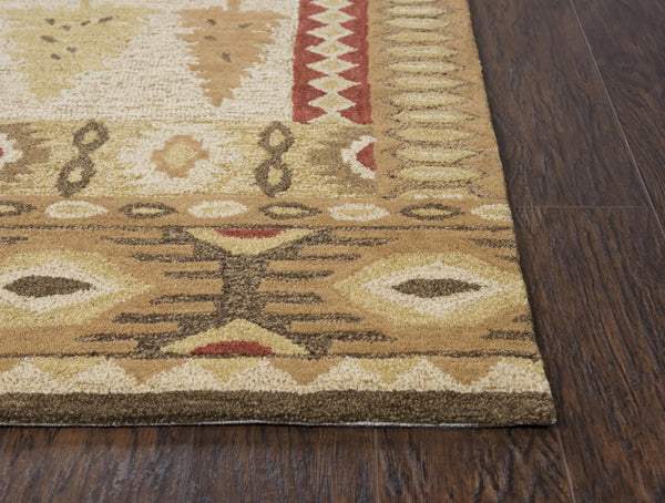 8' X 10' Brown Green Beige And Red Wool Southwestern Hand Tufted Area Rug Homeroots Home Decor