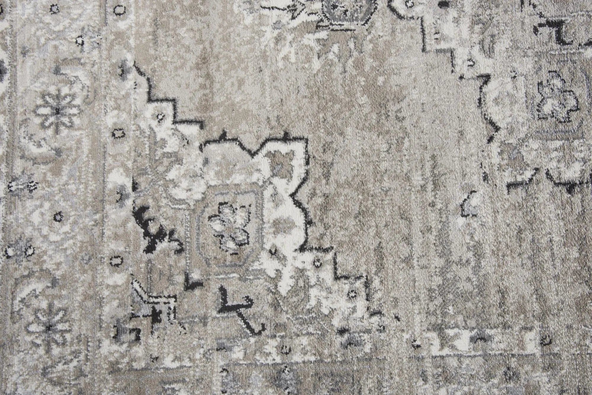 8' X 10' Brown Ivory Gray And Black Medallion Area Rug Homeroots Home Decor