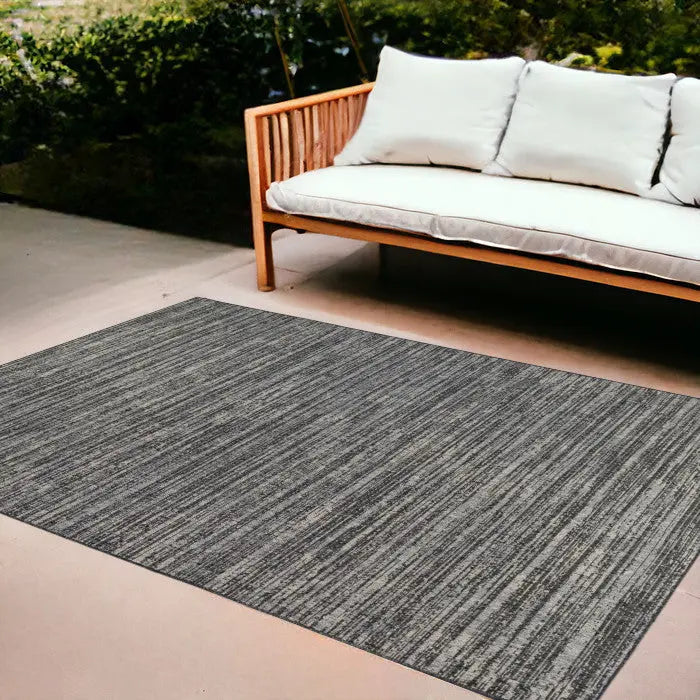 8' X 10' Brown and Ivory Striped Stain Resistant Indoor Outdoor Area Rug Homeroots Outdoor