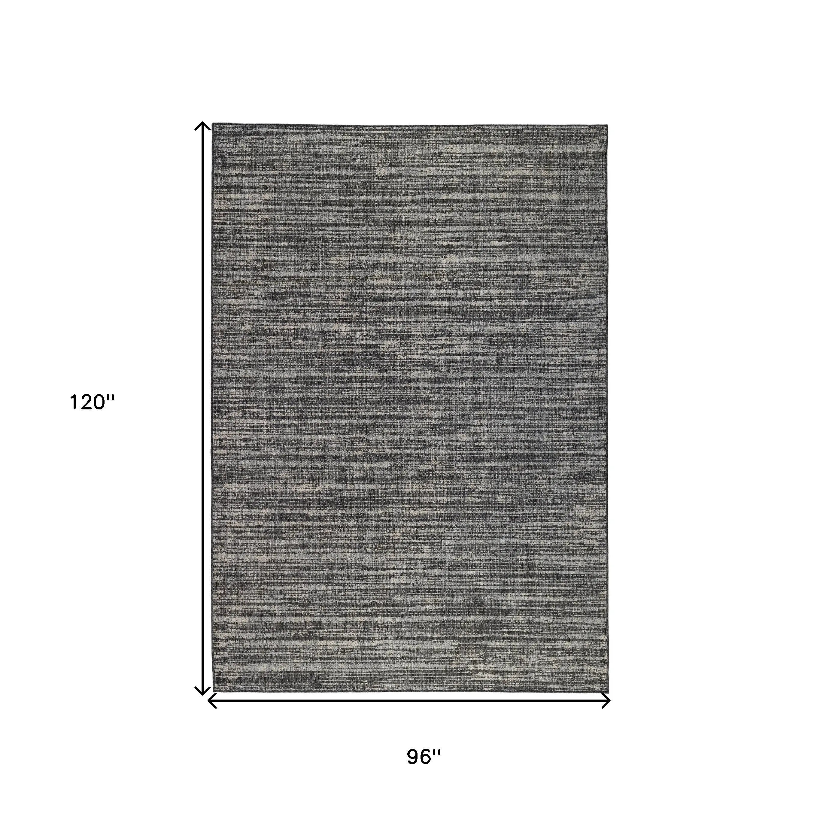 8' X 10' Brown and Ivory Striped Stain Resistant Indoor Outdoor Area Rug Homeroots Outdoor