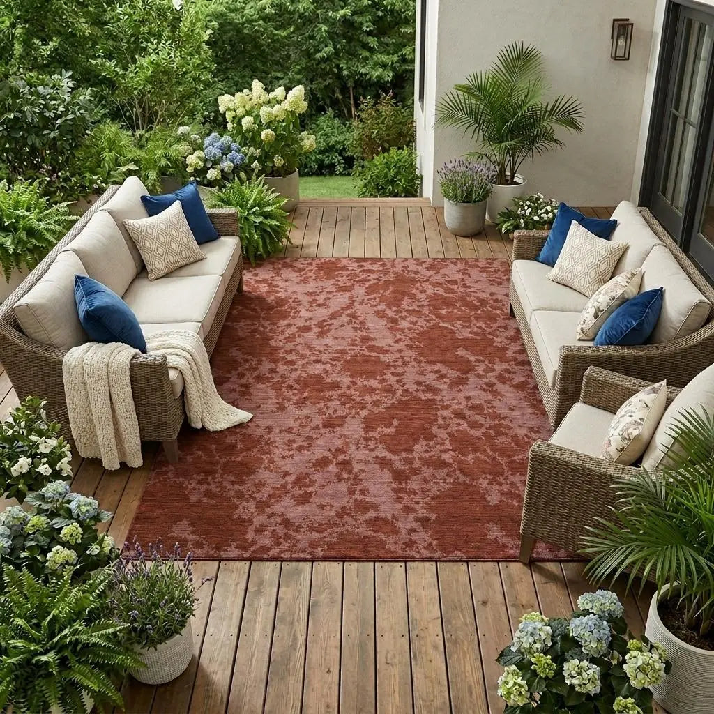 8' X 10' Burgundy And Red Abstract Washable Indoor Outdoor Area Rug Homeroots Outdoor