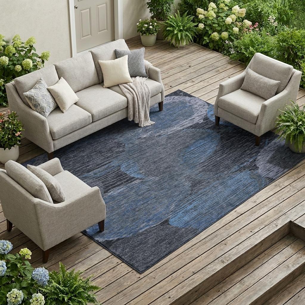 8' X 10' Charcoal And Gray Geometric Washable Indoor Outdoor Area Rug Homeroots Outdoor