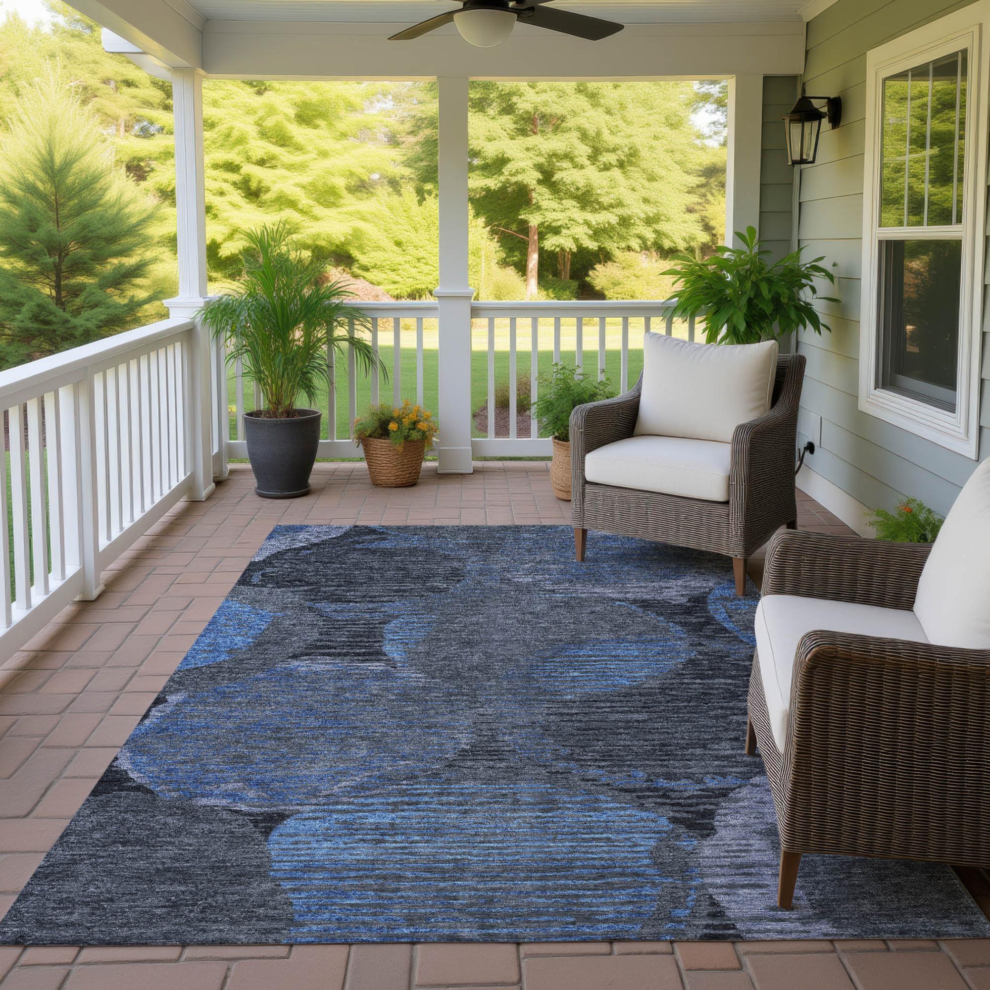 8' X 10' Charcoal And Gray Geometric Washable Indoor Outdoor Area Rug Homeroots Outdoor