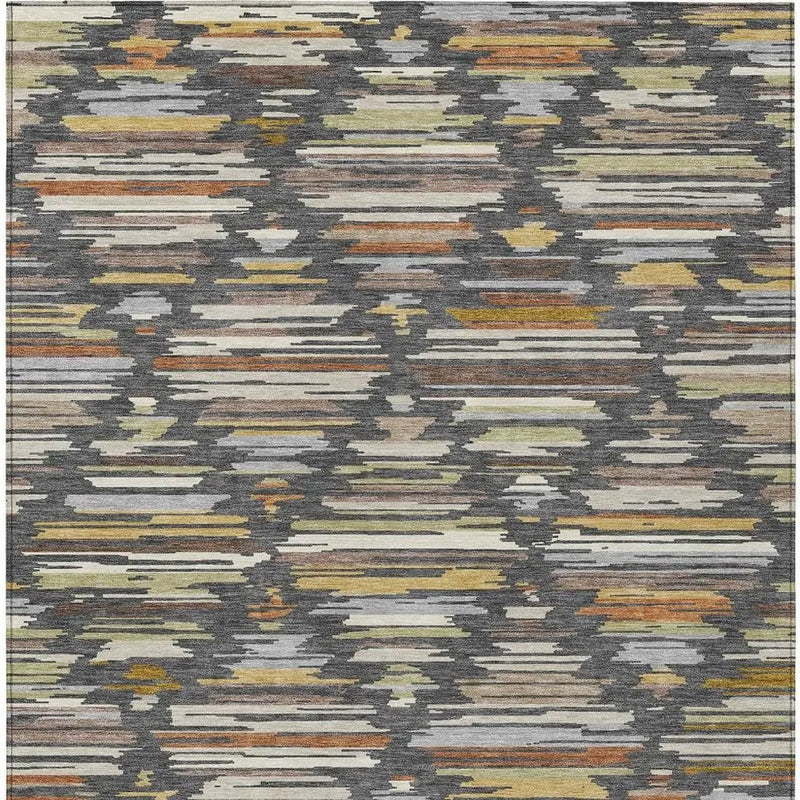 8' X 10' Charcoal And Gray Southwestern Washable Indoor Outdoor Area Rug Homeroots Outdoor