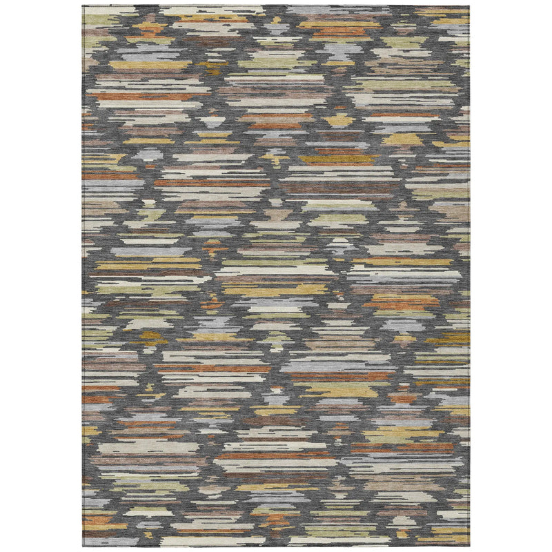 8' X 10' Charcoal And Gray Southwestern Washable Indoor Outdoor Area Rug Homeroots Outdoor