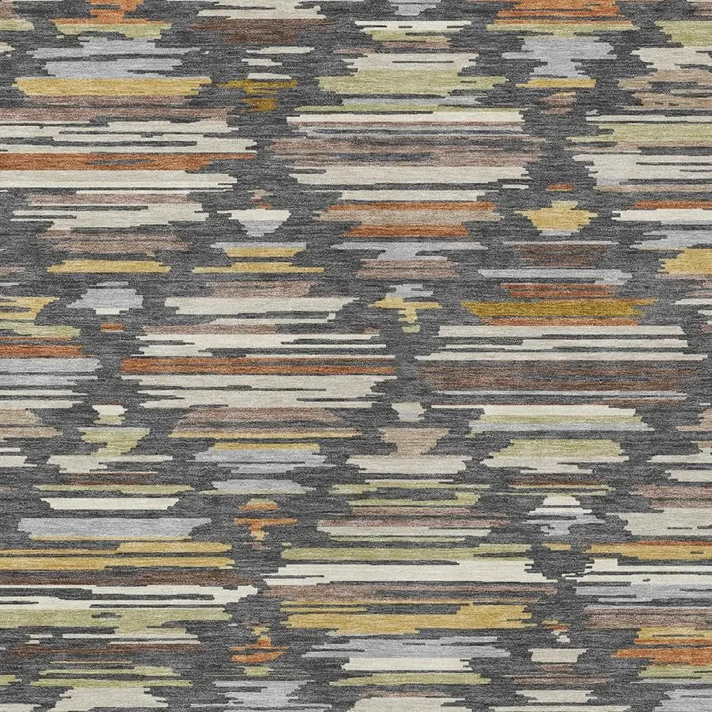 8' X 10' Charcoal And Gray Southwestern Washable Indoor Outdoor Area Rug Homeroots Outdoor