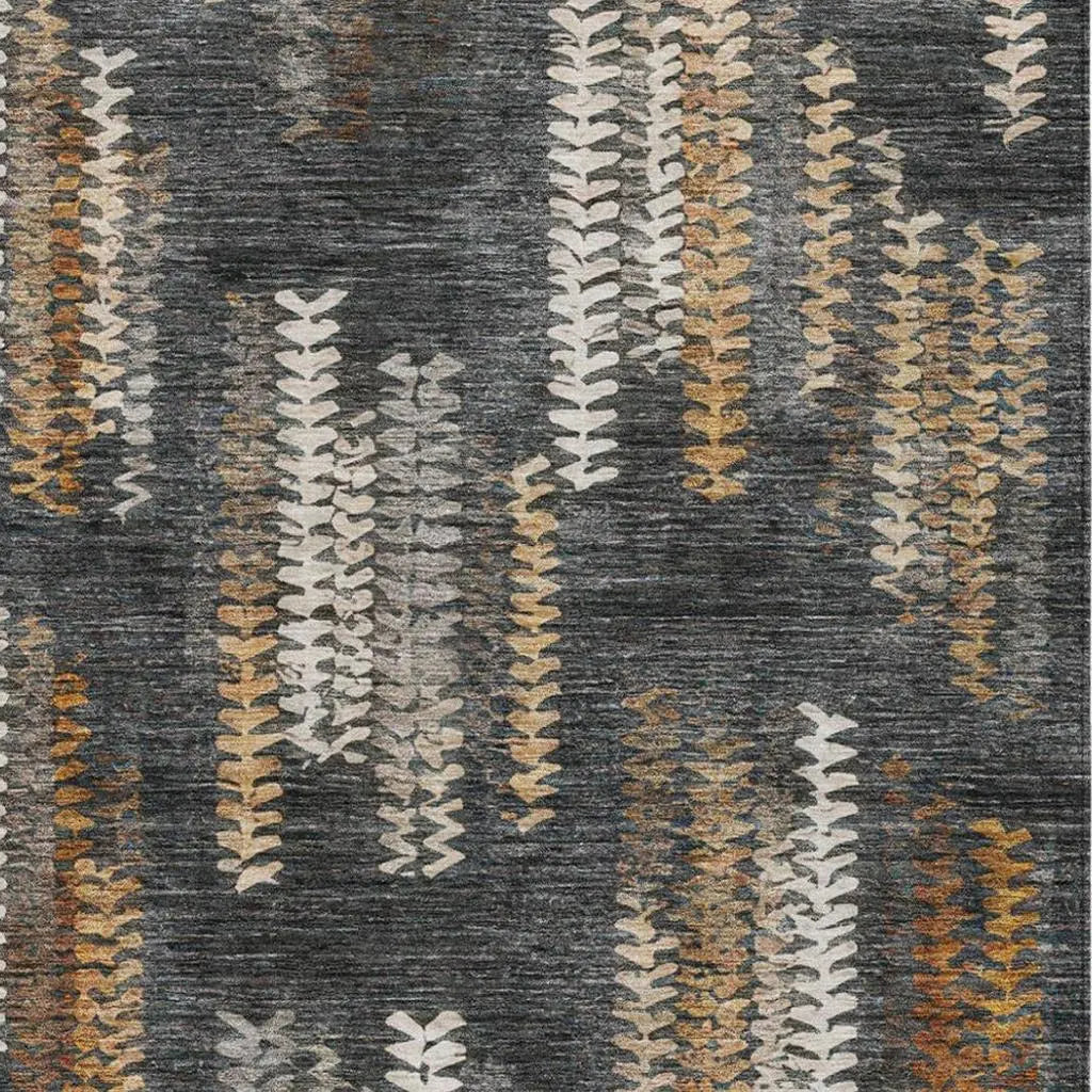 8' X 10' Charcoal And Gray Striped Washable Indoor Outdoor Area Rug Homeroots Outdoor