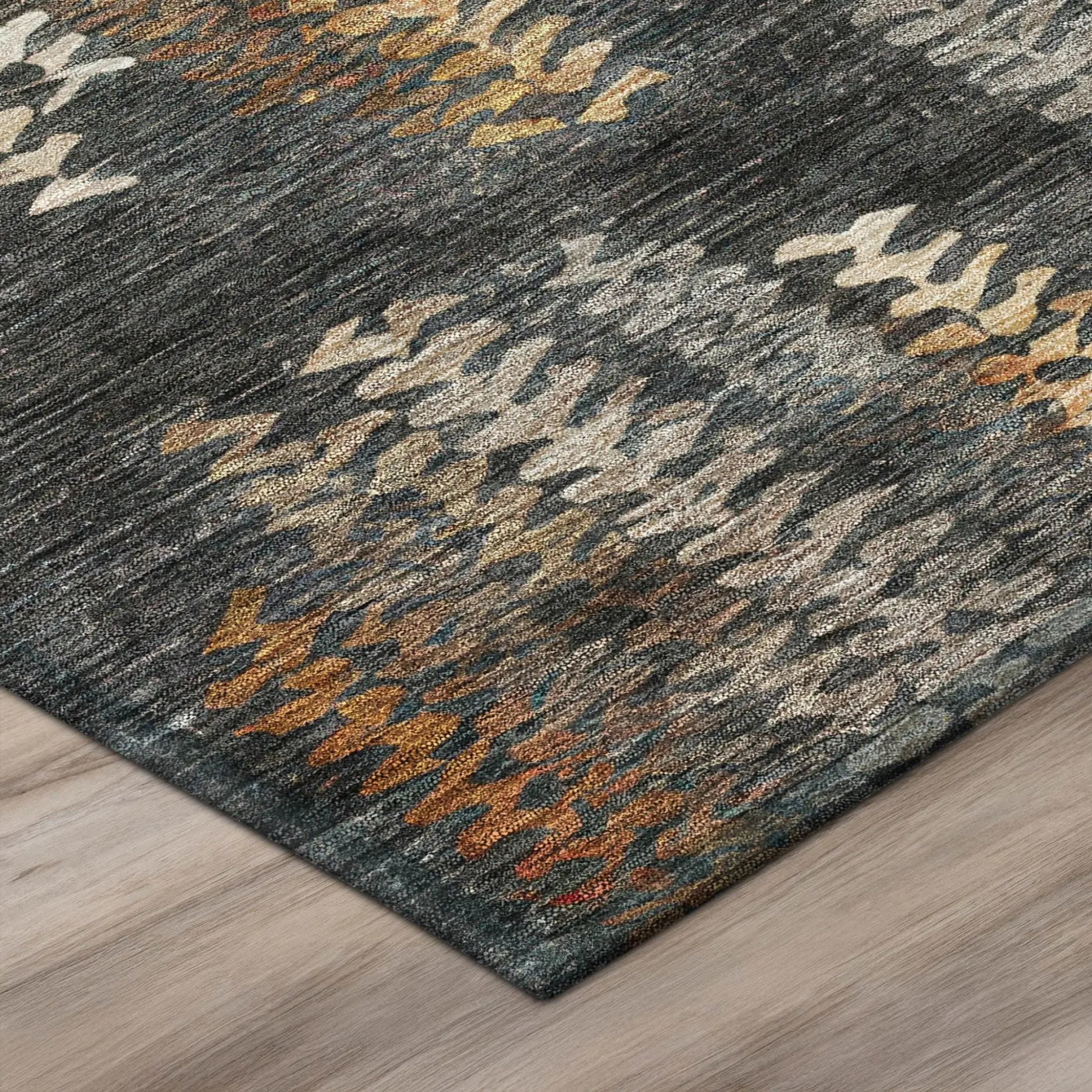 8' X 10' Charcoal And Gray Striped Washable Indoor Outdoor Area Rug Homeroots Outdoor