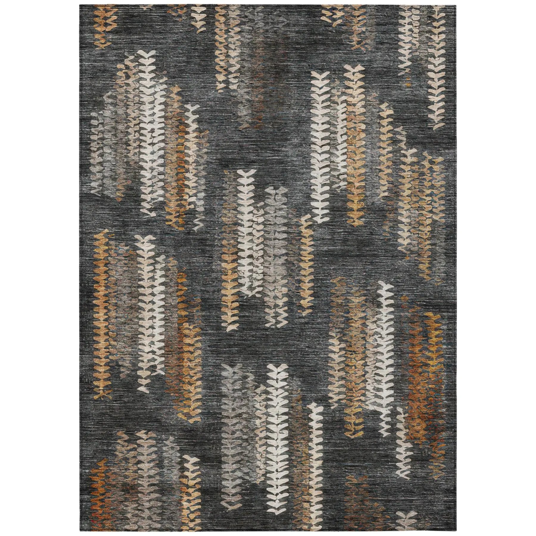 8' X 10' Charcoal And Gray Striped Washable Indoor Outdoor Area Rug Homeroots Outdoor
