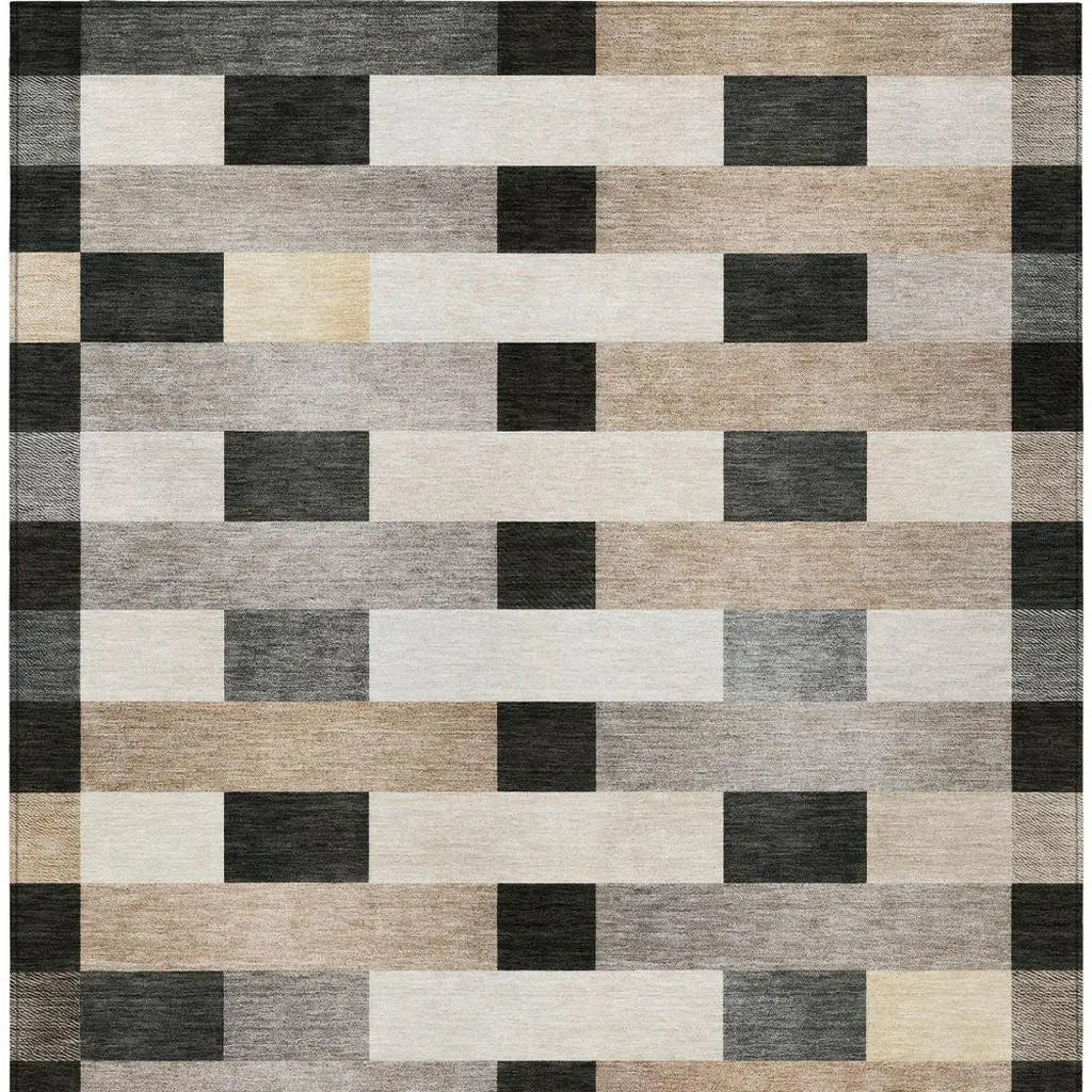 8' X 10' Charcoal And Gray Striped Washable Indoor Outdoor Area Rug Homeroots Outdoor