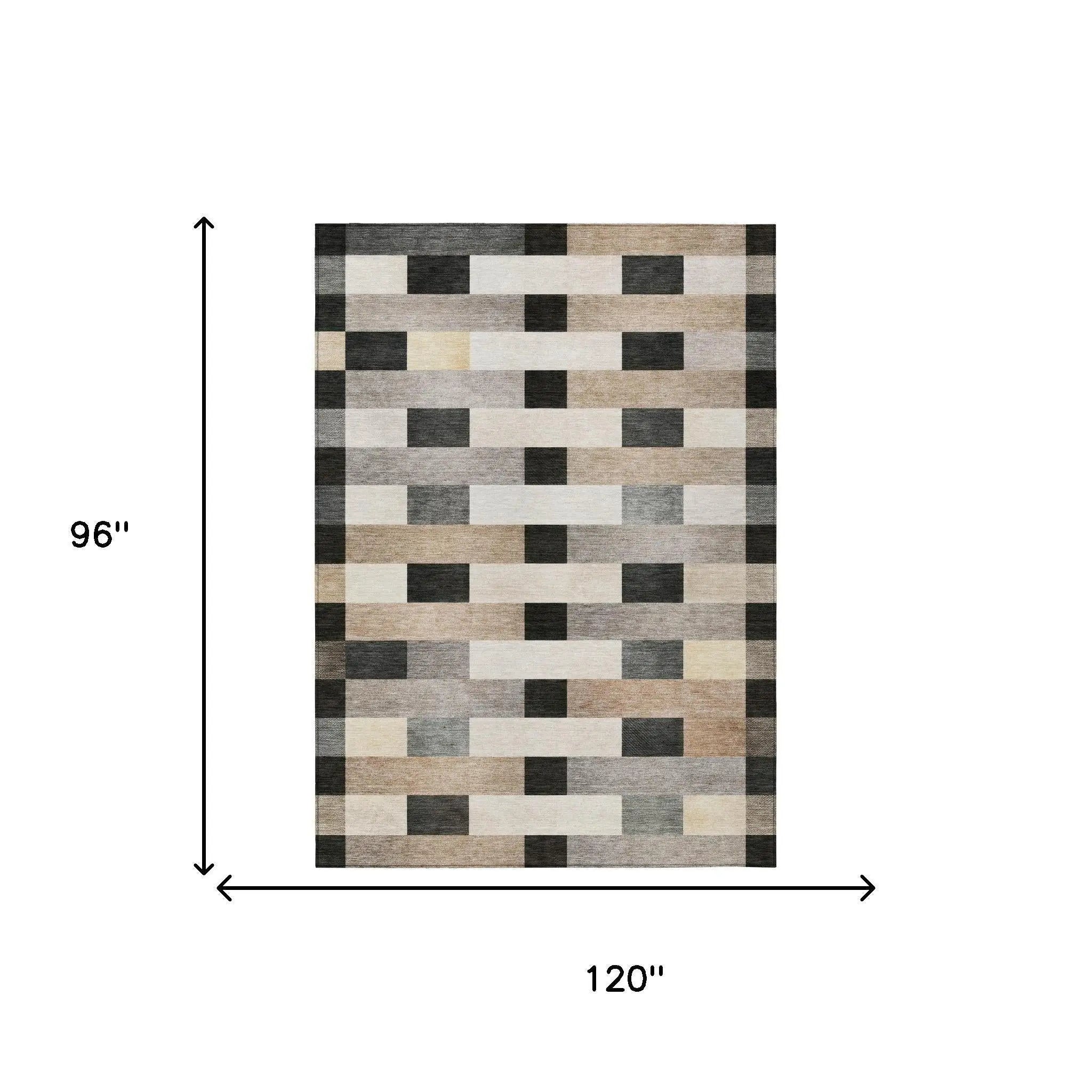 8' X 10' Charcoal And Gray Striped Washable Indoor Outdoor Area Rug Homeroots Outdoor