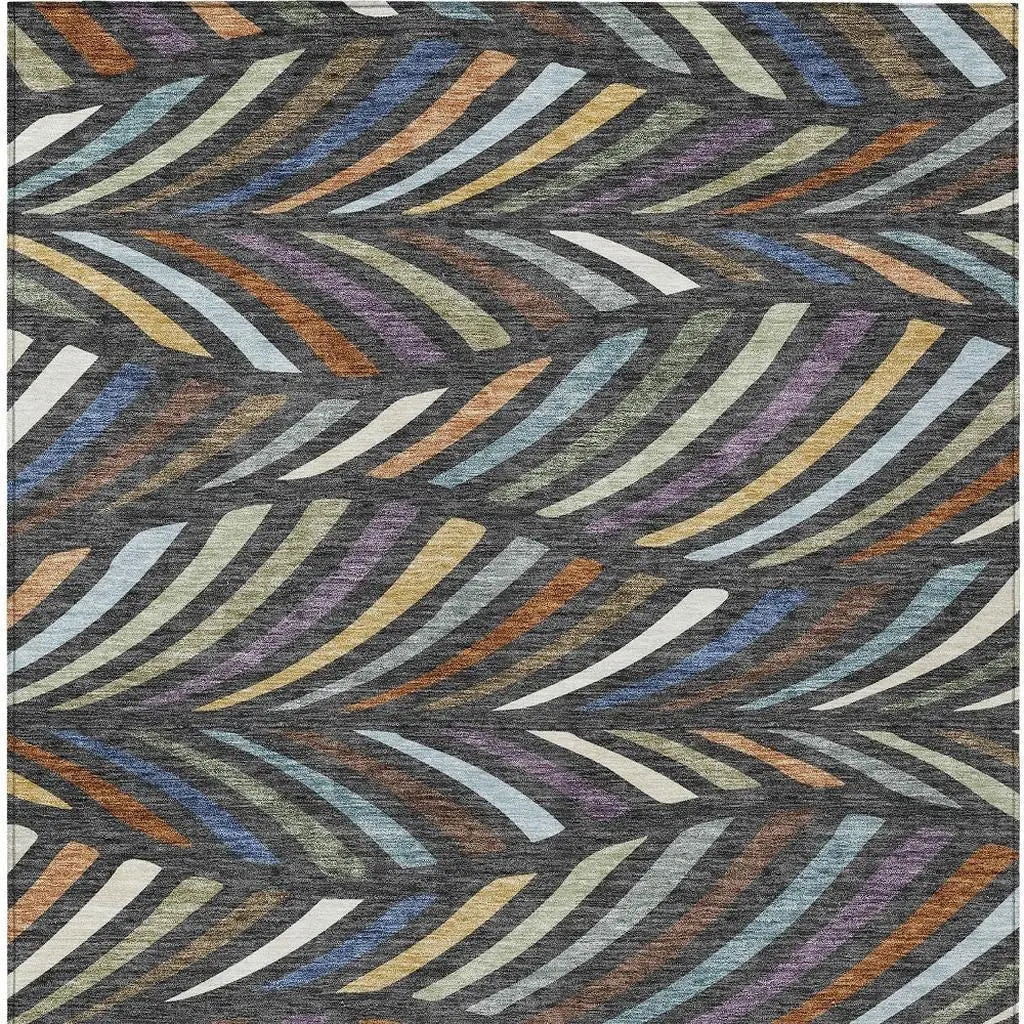 8' X 10' Charcoal And Green Abstract Washable Indoor Outdoor Area Rug Homeroots Outdoor
