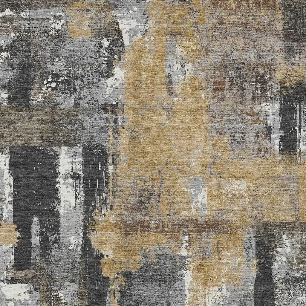 8' X 10' Charcoal And Ivory Abstract Washable Indoor Outdoor Area Rug Homeroots Outdoor