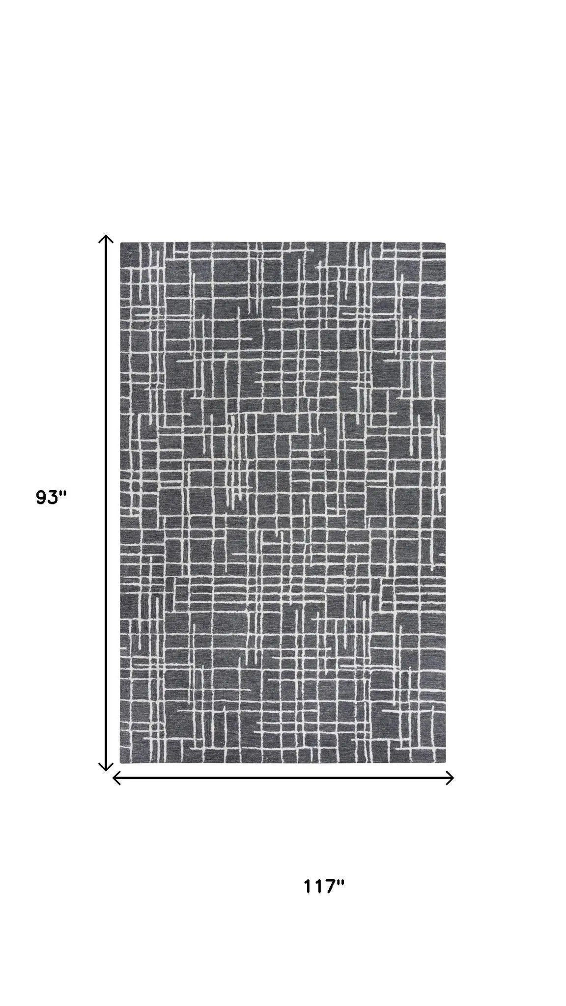8' X 10' Charcoal And Ivory Wool Geometric Hand Tufted Area Rug Homeroots Home Decor