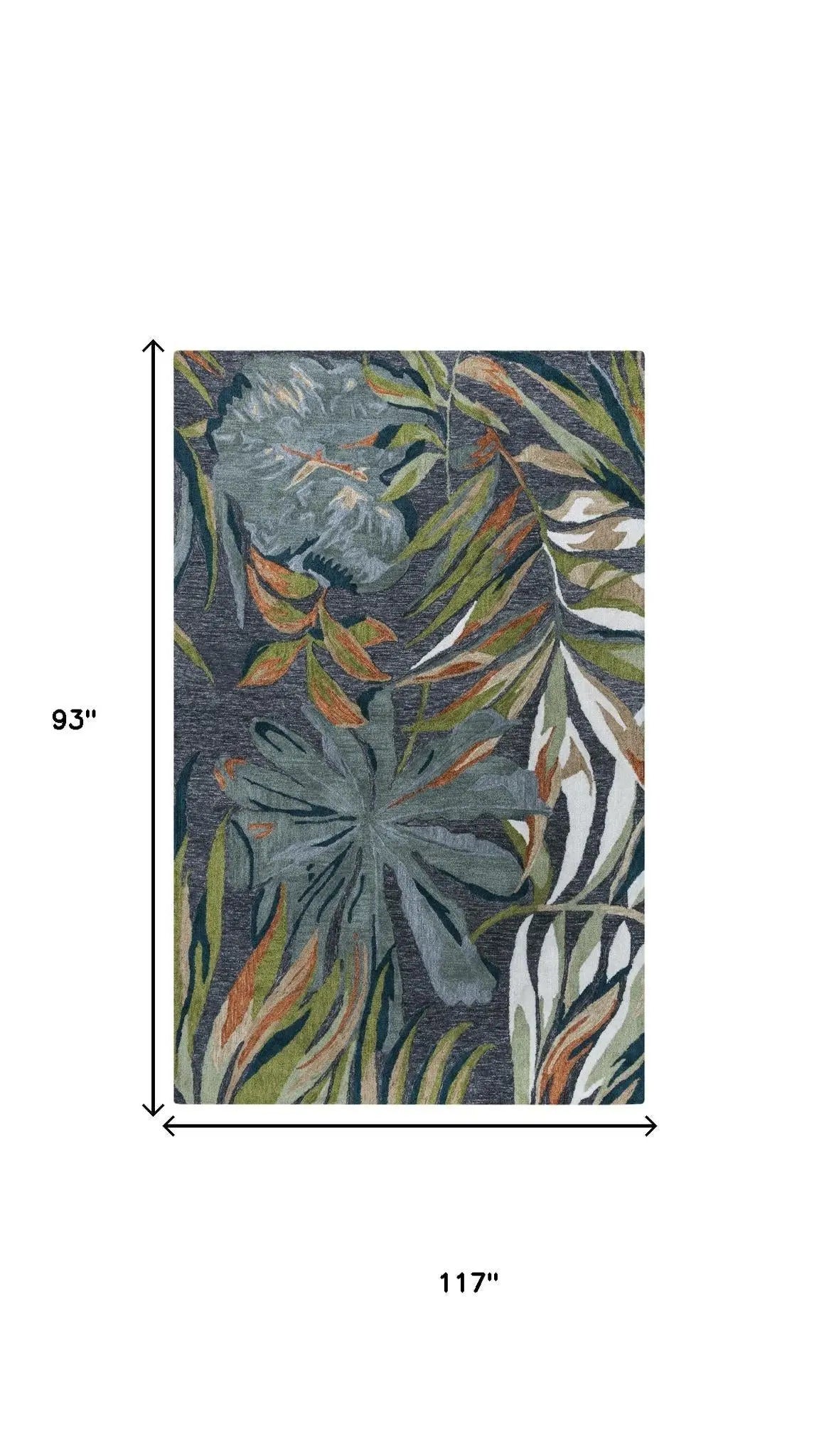 8' X 10' Charcoal Gray Green Orange Brown And Ivory Floral Hand Tufted Area Rug Homeroots Home Decor