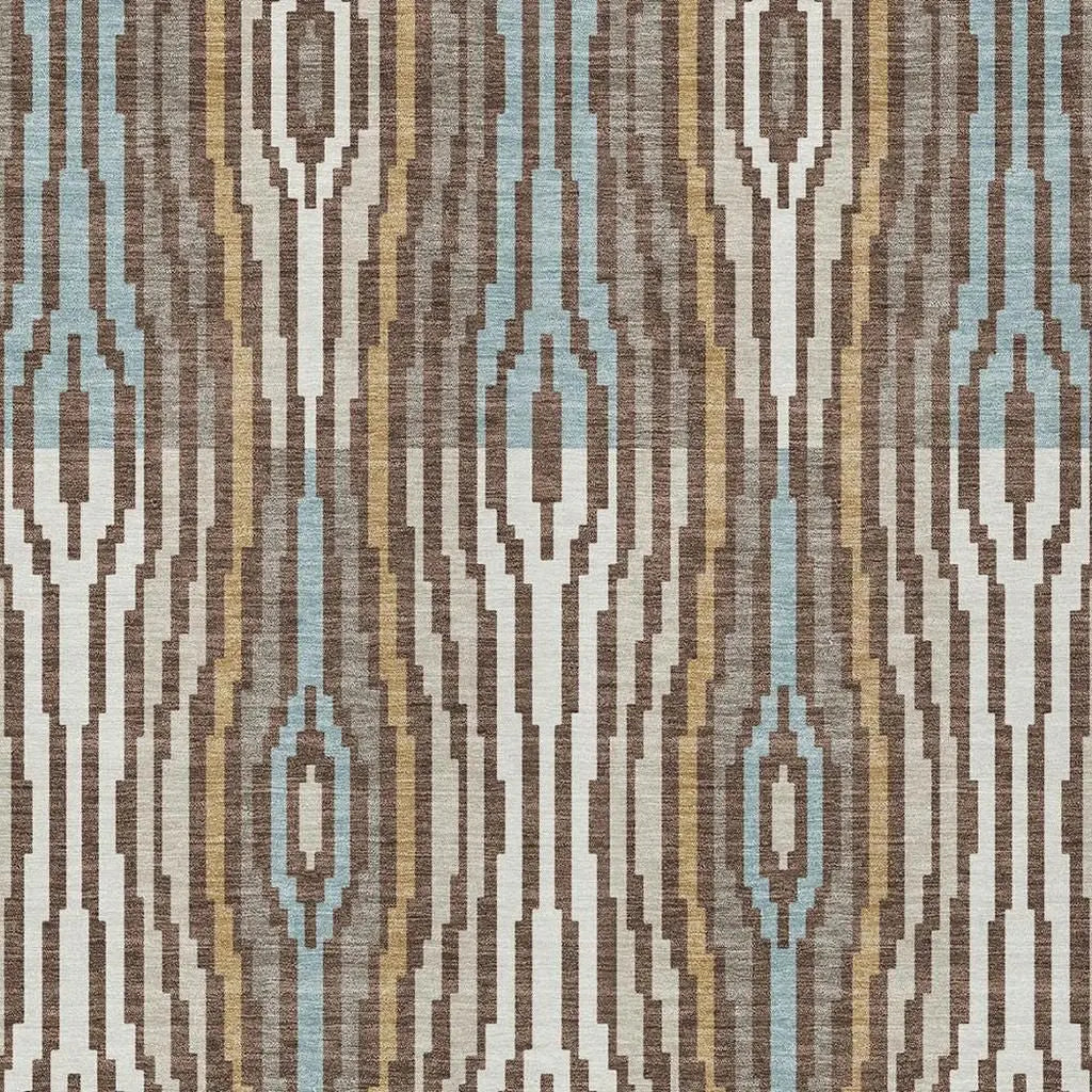 8' X 10' Chocolate And Aqua Abstract Washable Indoor Outdoor Area Rug Homeroots Outdoor