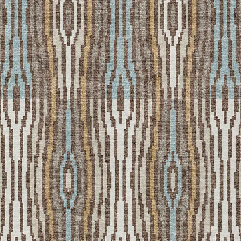 8' X 10' Chocolate And Aqua Abstract Washable Indoor Outdoor Area Rug Homeroots Outdoor